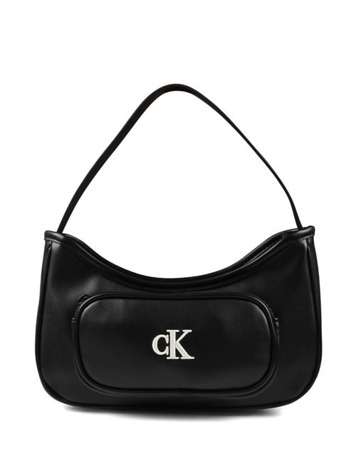 Borsa bambina Calvin Klein nera con logo e tasca frontale Calvin Klein Kids | IU0IU00696BEH
